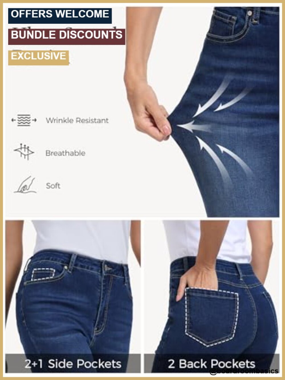 Tall Women's Jeans 34 Inch Inseam Straight Leg Stretch Denim Mid Rise - Picture 4 of 6